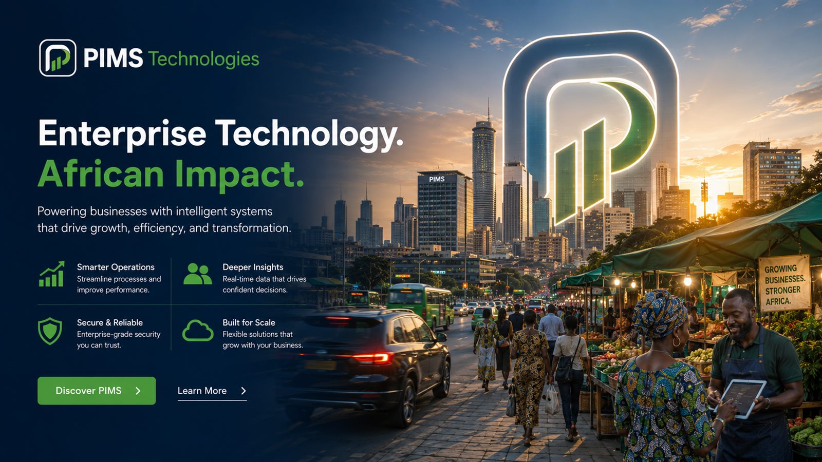PIMS Technologies — Enterprise Technology. African Impact. Powering businesses with intelligent systems that drive growth, efficiency and transformation across Africa.