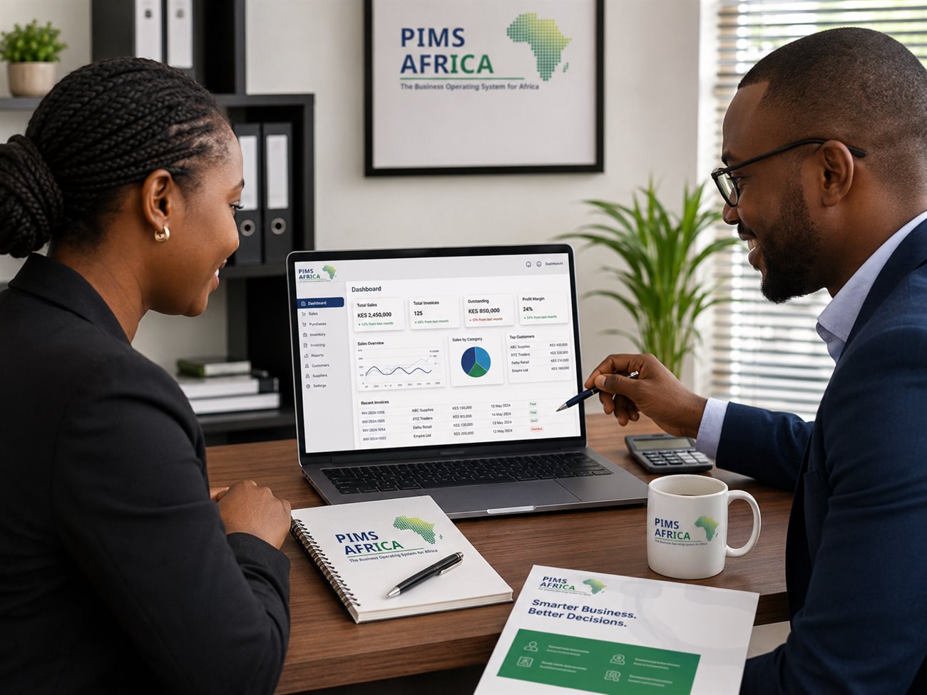 A team reviewing PIMS Africa dashboards in the office