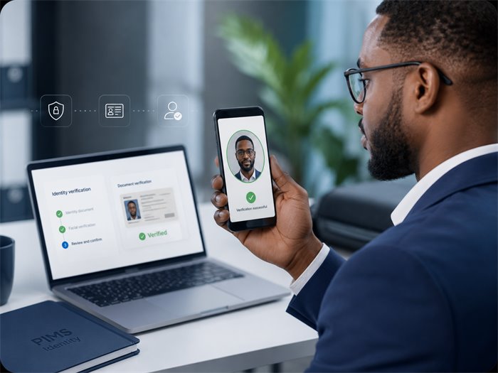 Digital identity verification on a phone and laptop